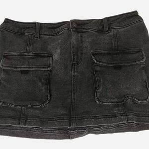 Wild Fable Charcoal Denim Mini Skirt With Pockets, Size L